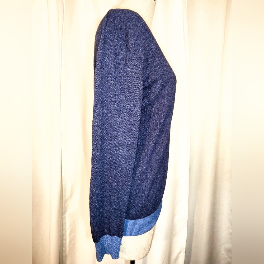 Cashmer Italy Wool Sweater, Women, V-neck, Blue, Soft, Lightweight, S - Picture 3 of 10
